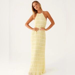 Peppermayo Light Yellow Halter Maxi Dress